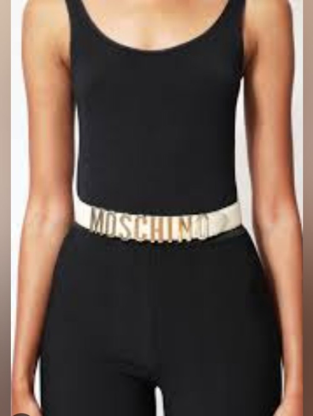 Moschino Gold Logo Pink Faux Fur Women's Belt  Size: 40